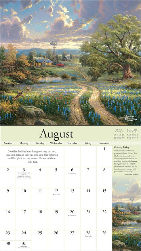 THOMAS KINKADE COLLECTOR'S SCRIPTURE EDITION 2026 DELUXE WALL CALENDAR + PRINT